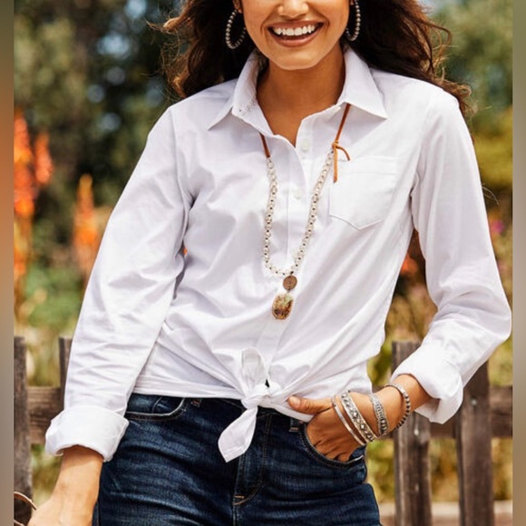 Ariat Tops - Ariat Real Kirby Stretch LS White Button Down Shirt Women’s Size 2X
